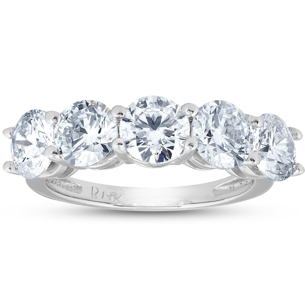 3 3/4 Ct EX3 Lab Grown Diamond Five Stone Wedding Ring White Gold