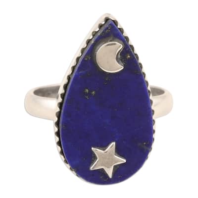 Novica Handmade Wise Universe Lapis Lazuli Cocktail Ring