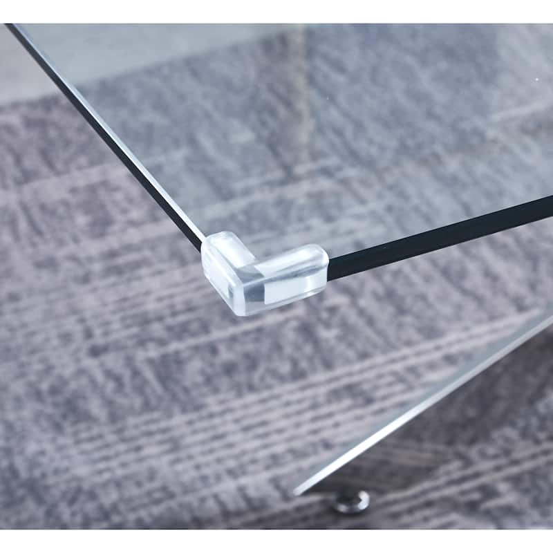 Rectangular Tempered Glass Dining table - Silver