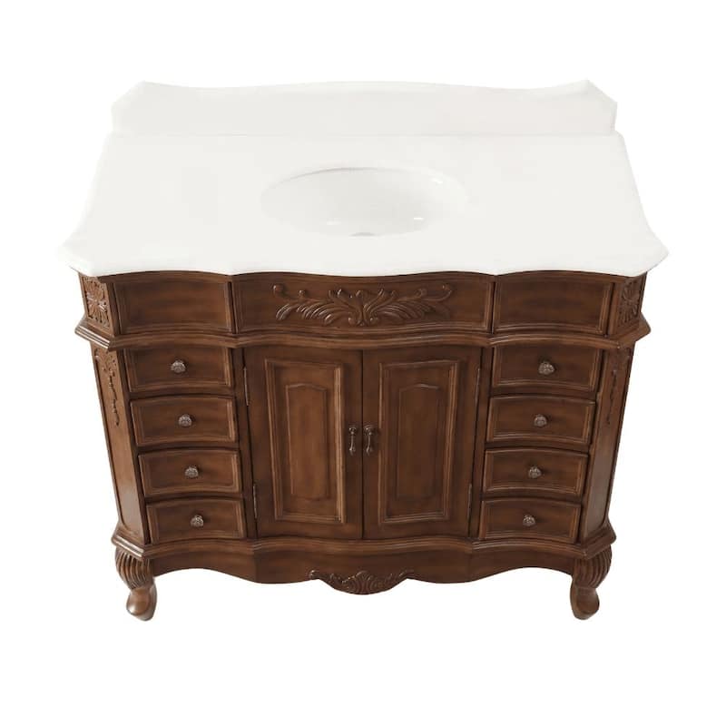 Morton 42 Inch Antique Style Light Brown Single Sink Bathroom Vanity