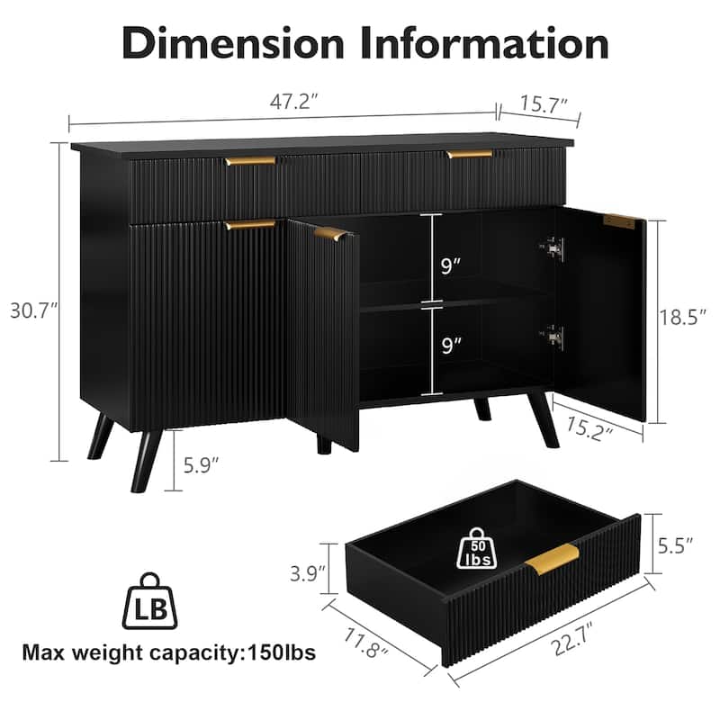 Pocassy 47-Inch Buffet Cabinet with Storage