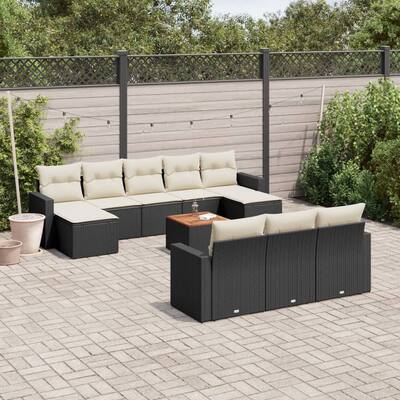 vidaXL Patio Sofa Set with Cushions Outdoor Furniture 11 Piece Poly Rattan - 21.7 x 21.7 x 14.6