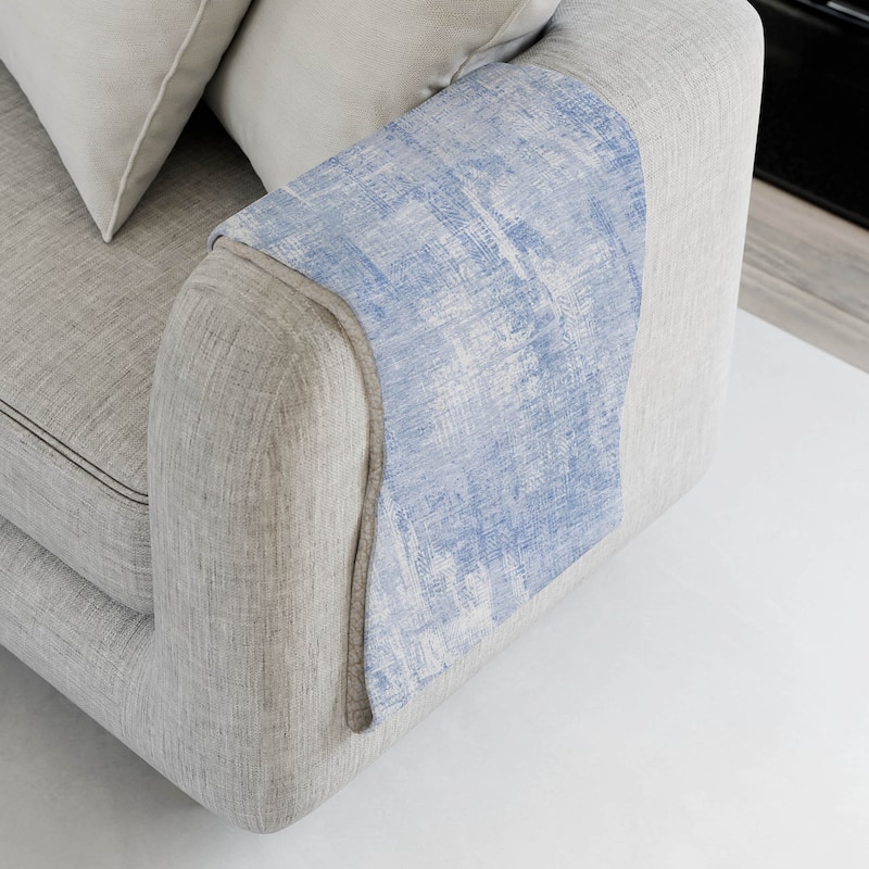 Premium Machine Washable Abstract Modern Sherpa Throw Blanket - Sky - 4'2" x 5'10"