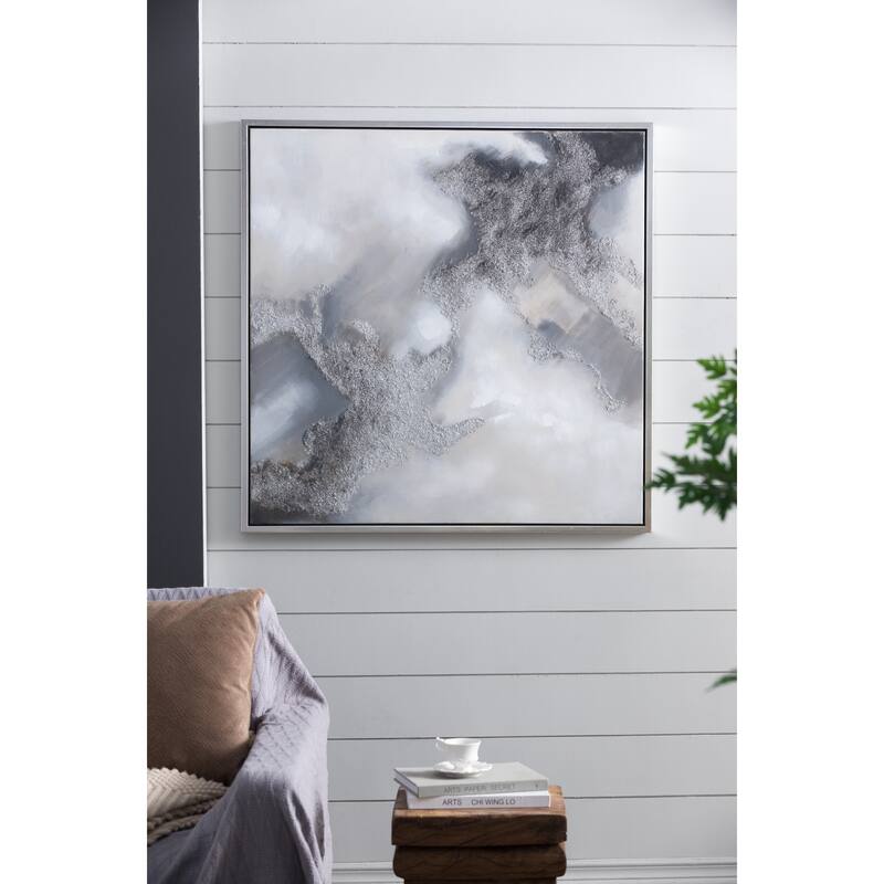 39.4x39.4" Stormy Skies Framed Hand-painted Wall Art