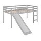 preview thumbnail 15 of 13, Gray Twin Solid Wood Loft Bed with Ladder and Safety Fence for Kids