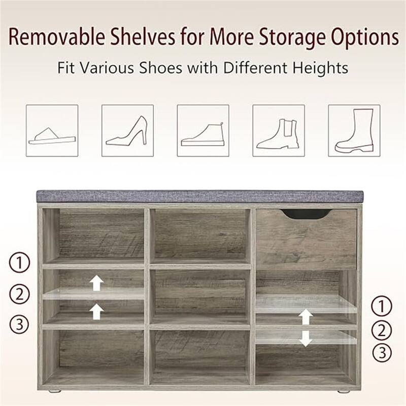 Shoe Bench - 11.8"D x 31.5"W x 18.9"H