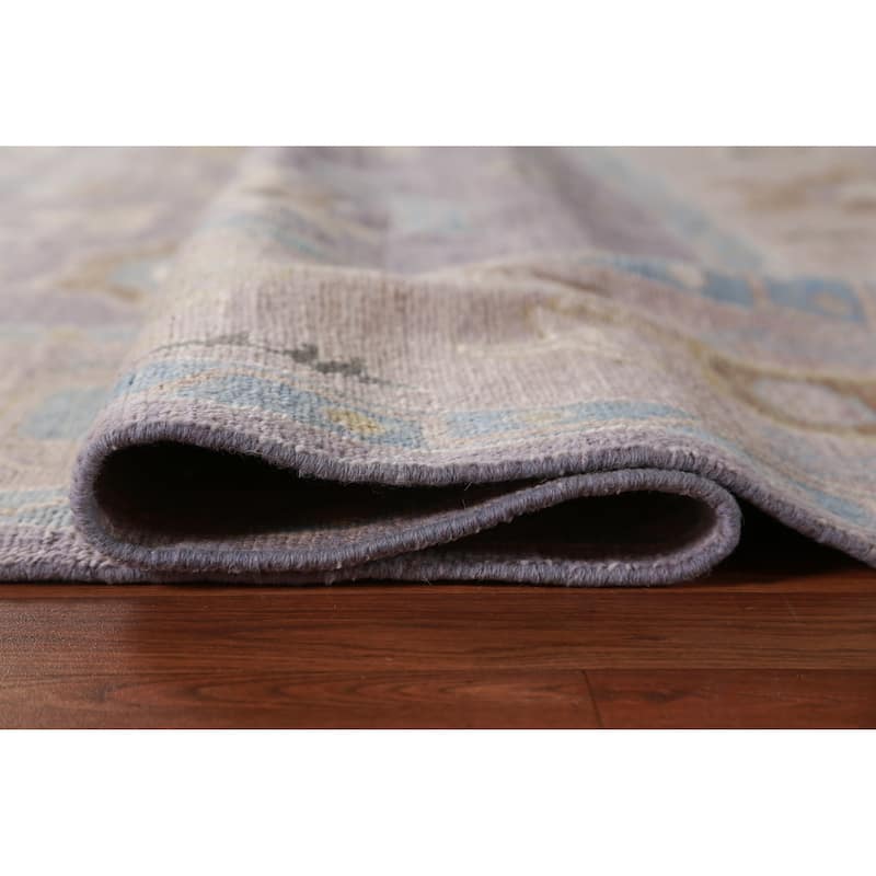 Hand Knotted Oriental 100% Wool Carpet Transitional All-Over Purples Oushak Area Rug - 9' 10'' X 8' 0''