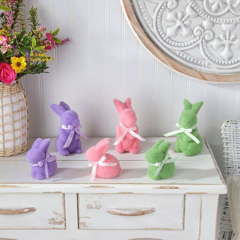 4-6" Plastic Easter Bunny Set of 6