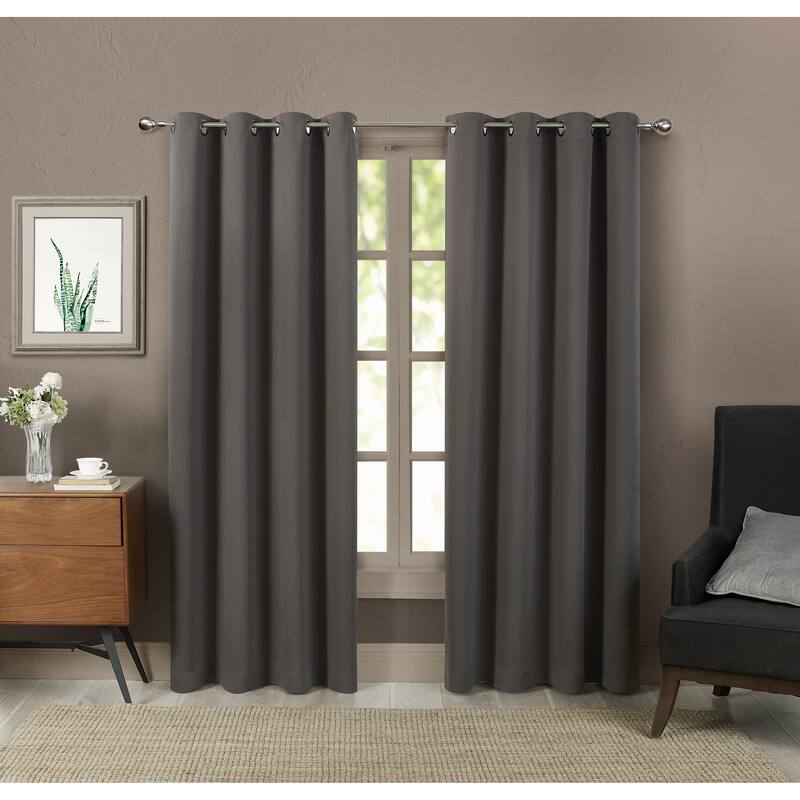 Window Curtains With Blackout Design (Set of 2) - 52"x96" - Grey