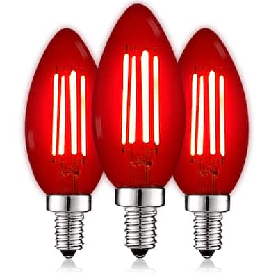 Luxrite E12 LED Filament Light Bulbs, 4.5W=40W, Colored Glass Candelabra Bulb, UL, E12, Decoration Bulb 3 Pack