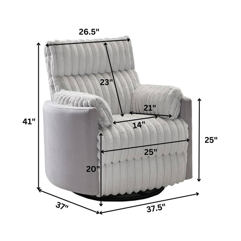 Swivel Recliner Chair with 360° Rotation, Manual Recline & Plush Arms