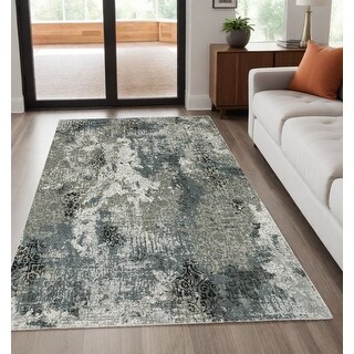 HomeRoots 5' X 8' Gray and Ivory Abstract Power Loom Area Rug - 5' X 8 ...
