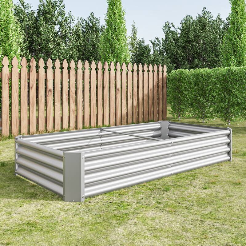GDFStudio - Large Oval Metal Raised Garden Bed for Vegetables, Flowers, and Plants, Outdoor Backyard Planter Box