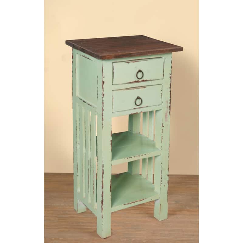 End Table With Storage - Solid Wood Nightstand, Display Shelf, Living Room Accent Table, Fully Assembled - 30