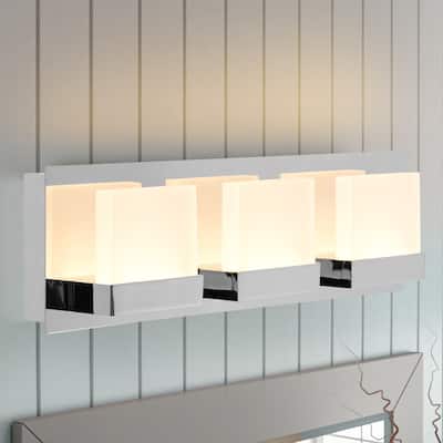 2-Light Dimmable Modern Led Chrome Bathroom Vanity Light, 3000K Warm White, 4000K Neutral White, 5000K Day Light