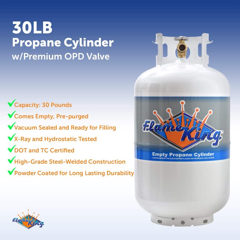 Flame King 30LB Steel Propane Tank Cylinder with Type 1 OPD Valve