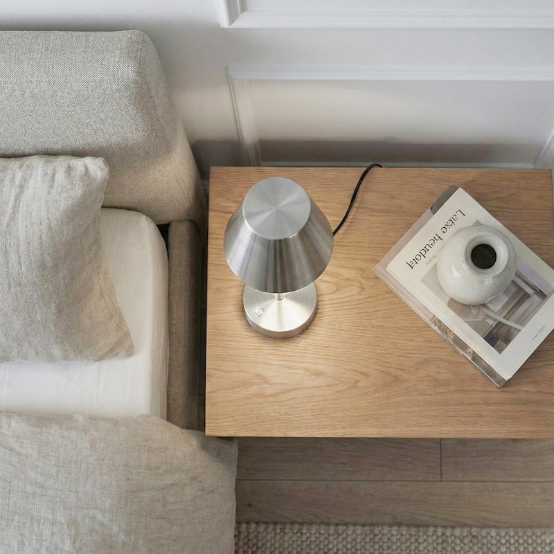 Aurora Rechargeable Brushed Nickel LED Table Lamp