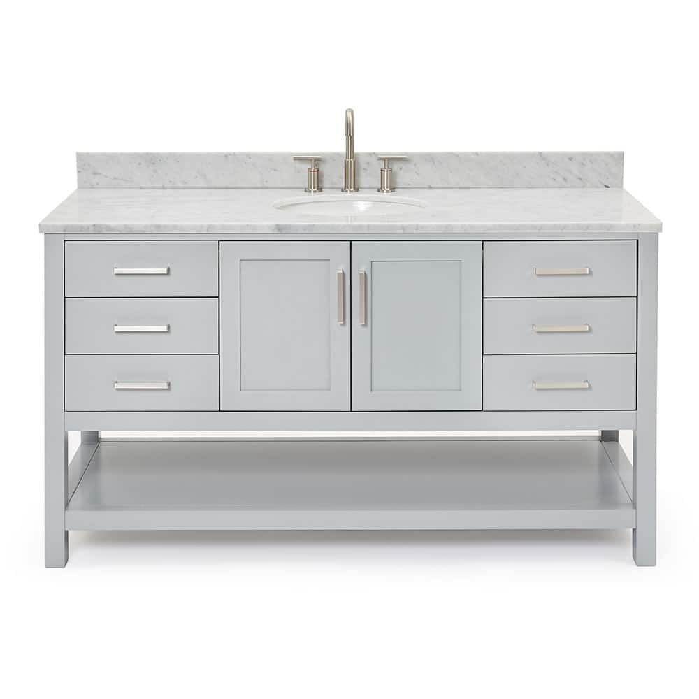 Ariel S061SCW2OVO Magnolia 60" Free Standing Single Basin Vanity Set