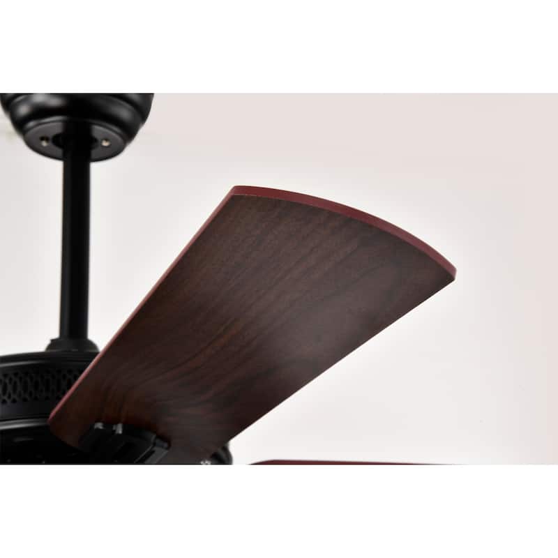 Alistair Matte Black Lighted Ceiling Fan Wooden 5-Blade with Remote