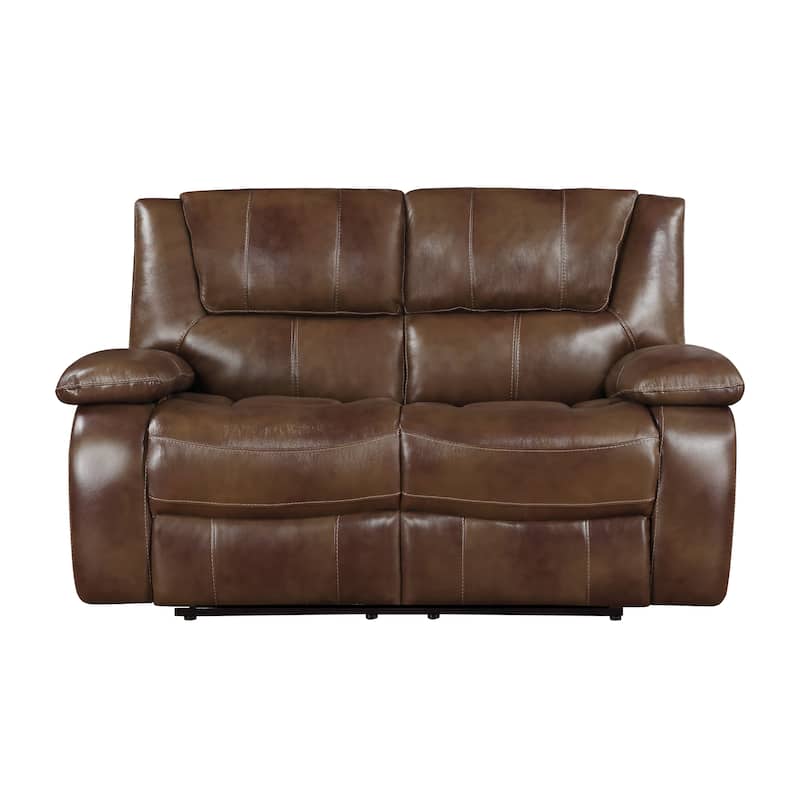 Baron Leather Match Double Reclining Loveseat