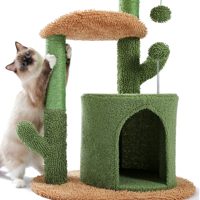 Oasis Series 32 Inches Cactus Plush Cat Tree