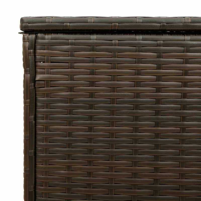 vidaXL Cushion Box Brown PE Rattan, Powder-Coated Steel - 21.7 x 39.4 x 21.9
