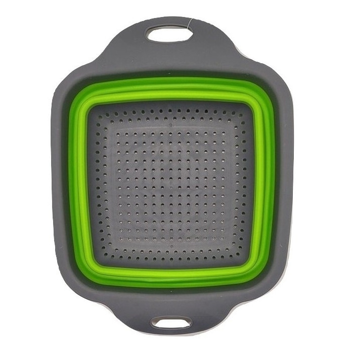 Square Grey and Green Collapsible Filter Basket colander