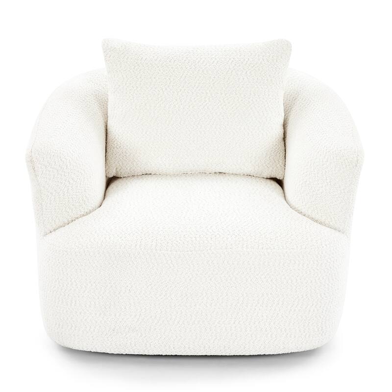 Chenille Upholstered Swivel Barrel Sofa Chair