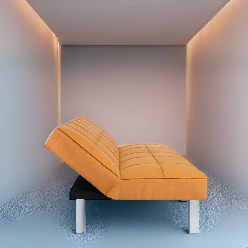 Modern Comfort Futon Sofa Bed - Tufted, Convertible, Linen Fabric, Sleeper Couch for Living Room or Guest Room