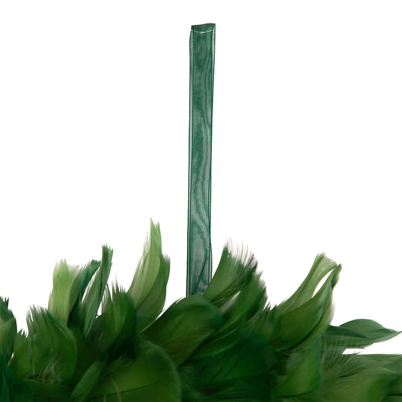 Wispy Feather Christmas Wreath - 14.5" - Unlit - Green