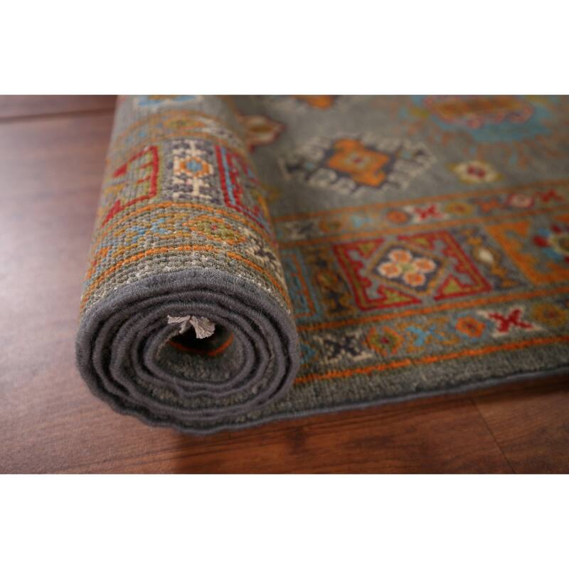 Gray Kazak Oriental Runner Rug Handmade Wool Carpet - 2'8" x 9'7"