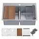 preview thumbnail 1 of 10, Karran Elite WST-28-PK1 Top Mount 33" Double Bowl Stainless Steel Workstation Kitchen Sink
