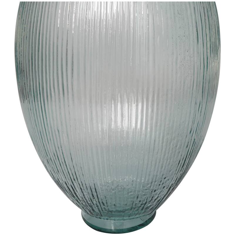 Clear Recycled Glass Handmade Ribbed Spanish Bottle Decorative Vase