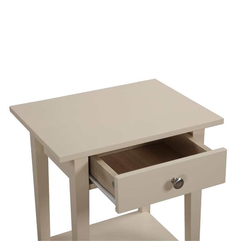 1-Drawer Wooden Nightstand with Open Shelf - 28" - Beige