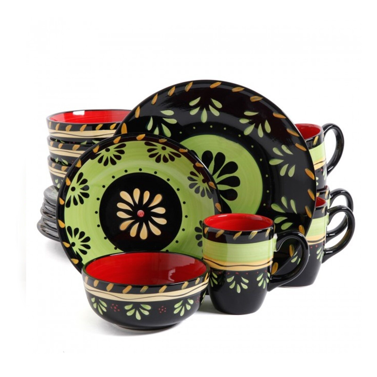 Simplemente Delicioso Escolta 16 Piece Dinnerware Set Green Bed