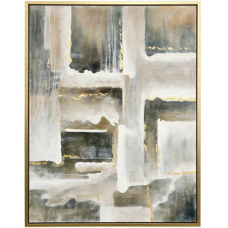 Harp & Finial Leon Framed Canvas Art - Small - Hand Painted Abstract - Plastic - Gold