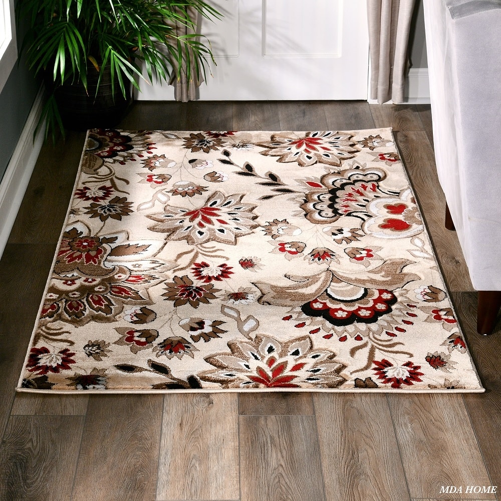Glamour Collection Floral Area Rug