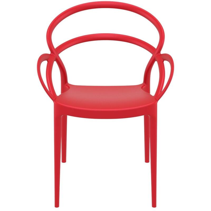 33" Red Outdoor Patio Round Dining Arm Chair
