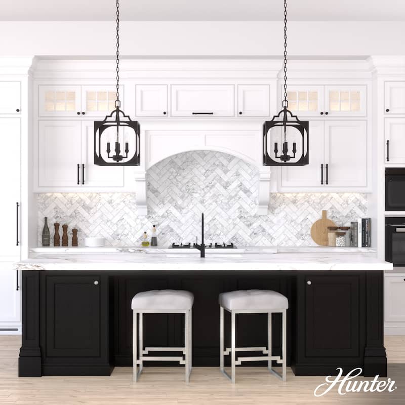 Hunter 12" Highland Hill 4-Light Pendant - Kitchen Island, Dining Room, Entry - Farmhouse, Rustic