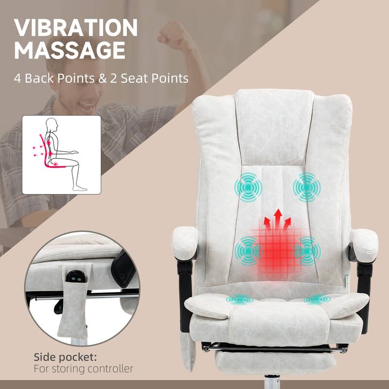 Multi-Function Adjustable Height Massage Office Chair with Heating and Swivel Base and Lumbar Support
