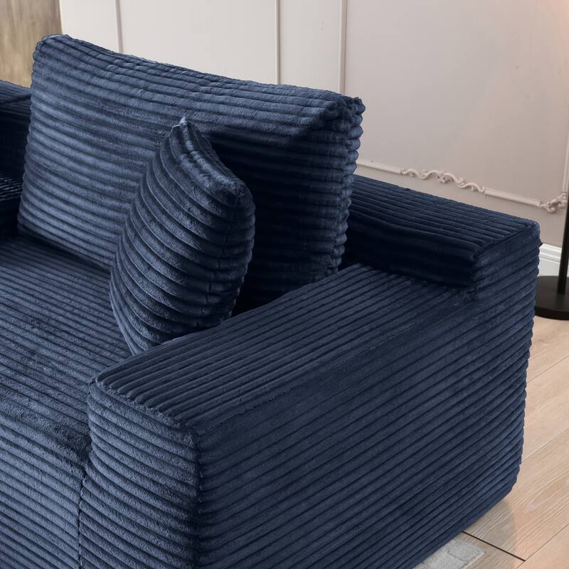 111" L-Shaped Corduroy Boneless Sectional Sofa with Ottoman