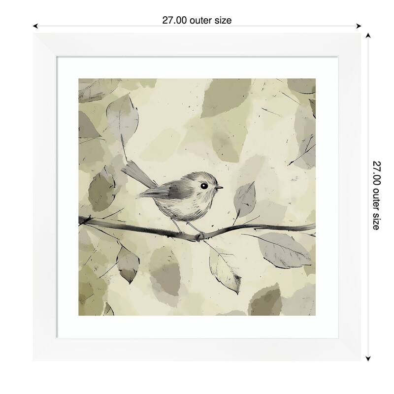 Birds No. 2 by Tradelink inhouse artist Wood Framed Wall Art Print - Cabinet White Narrow