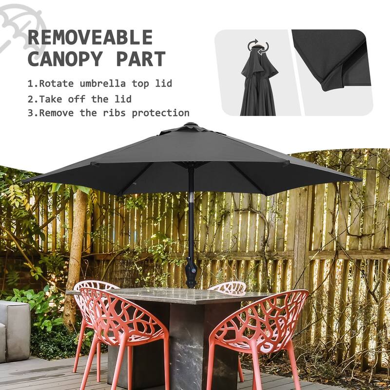 Autlaycil 7.5FT Solar Patio Umbrella with Base and Tilt,Crank
