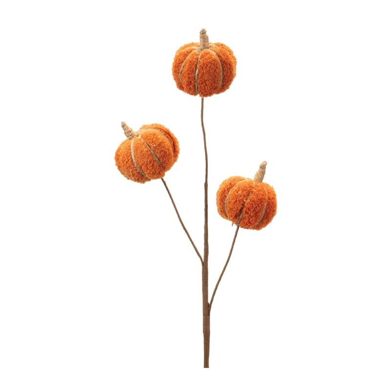 Plush Pumpkin Fall Artificial Spray - 25.5" - Set of 2