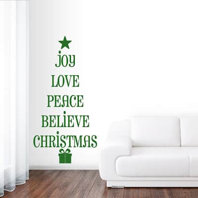 Christmas Tree Words Wall Decal 10 inches wide x 20 inches tall