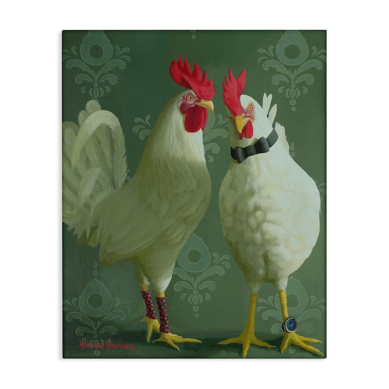 Stupell Stylish Roosters Pair Canvas Wall Art Design By Heather Gauthier - 36 x 48