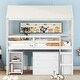 preview thumbnail 20 of 33, Twin Size House-Shaped Wood Bed Low Loft Bed with Desk & Shelf, Unique Kids Bed Tent Bed with Drawer and Roof for Boys Girls