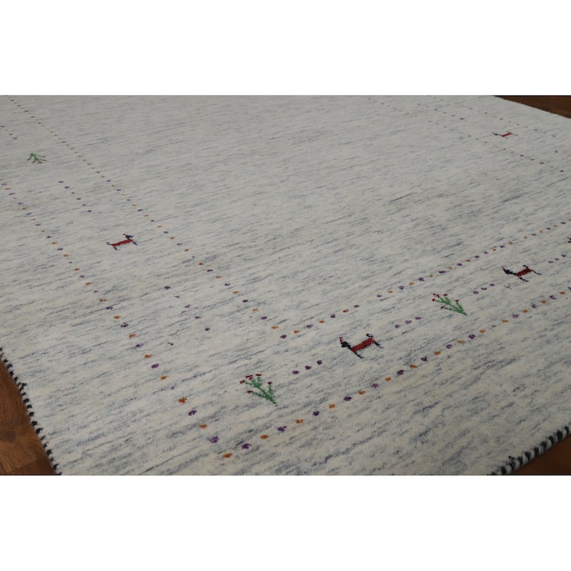 Gabbeh Indian Rug Hand-Knotted Tribal Beige Modern Wool Carpet - 5'1" x 7'10" - 5'1" x 7'10" - Ivory/Beige