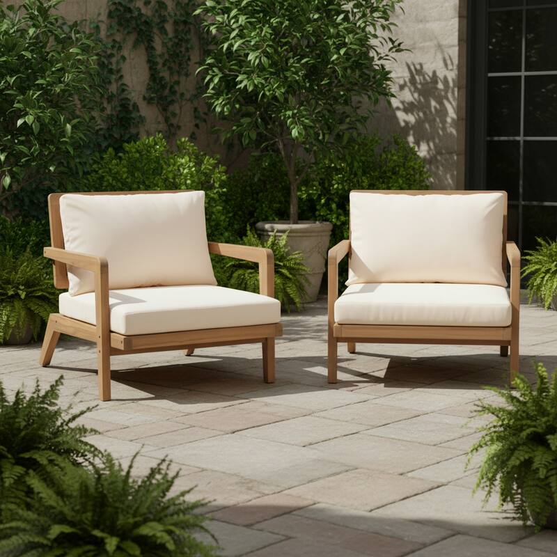 Christopher Knight Home Kaelith Acacia Wood Lounge Chair with Wicker Backrest and Cushion