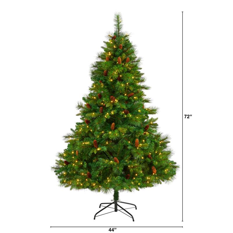 6’ West Virginia Pine Artificial Christmas Tree, Clear LED Lights - 6 Foot